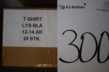 Firmatøj uden tryk ubrugt : 20 stk T-shirt , LYS BLÅ , 100 % bomuld,  12/14  ÅR