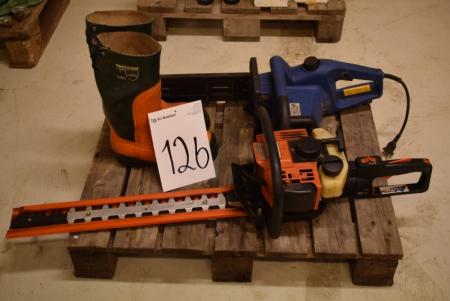 Hedge Trimmer, mrk. Stihl + hedge trimmer and rubber boots