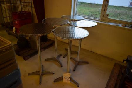 5 pieces. coffee tables, aluminum, Ø 60 cm, height 110 cm.