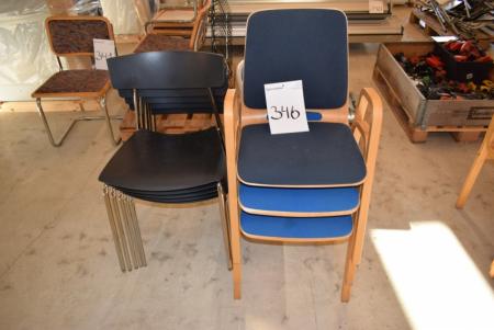 3-tlg. mit Armlehnen Stühle + 5-tlg. Stapelstühle aus schwarzem Holz