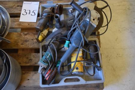 Various power tools, angle grinder, concrete hammer