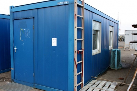 20 feet container equipped for personnel with two windows and door + content in container