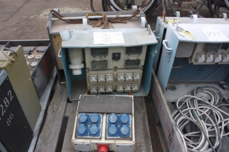 (1) pallet with 3 distributing switch panels, 220-380 volt, 16-63 amps