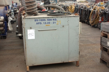 Exhaust ventilation equipment, Bellinge Ventilation, BV-1600. Weight: 500 kg.