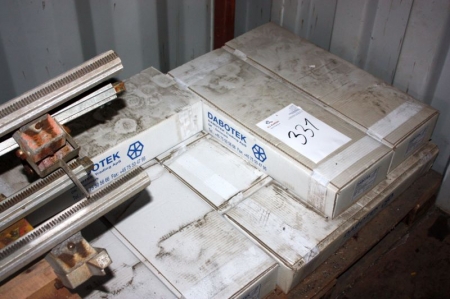 Content of container: welding rods, welding electrodes, guide rails, pallet truck and more