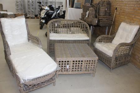 Garden Furniture set 2 ps. Sofa, 2 chairs, 1 stool + table.