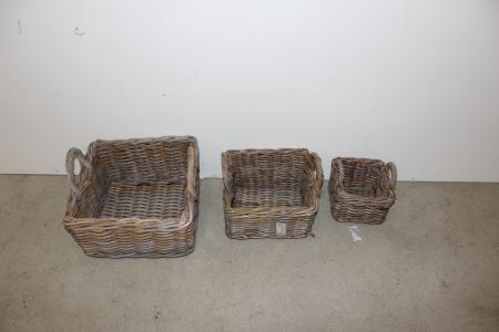 6 set of 2 baskets with 2 Hanker 36, 26, 18 cm