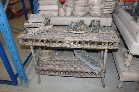 Oblong table with assorted baskets
