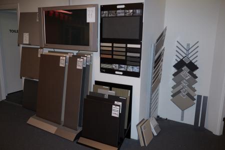 Exhibition Tiles in different sizes. Floor and wall mounts included but must be removed by the purchaser.