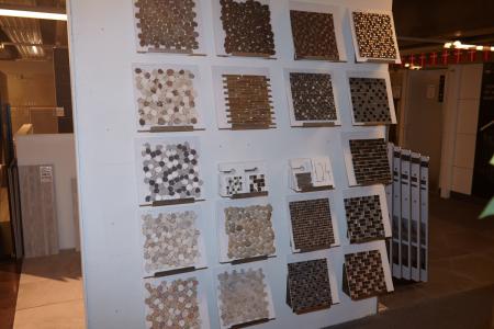 Mosaic Tiles in different sizes and colors. Wall fittings included but must be removed by the purchaser.