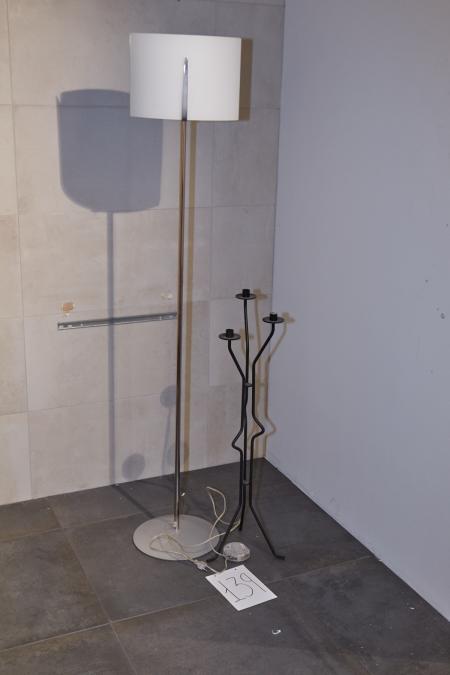 A lamp in unknown brand and a three-arm candlestick.