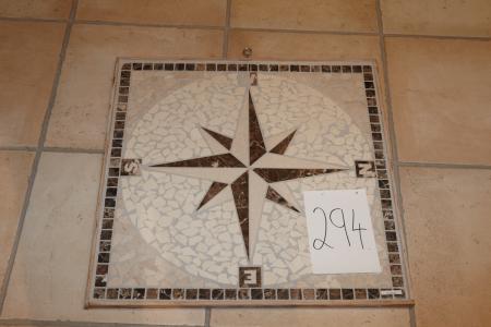Molded mosaic plate 69 x 69 cm with wooden frame.