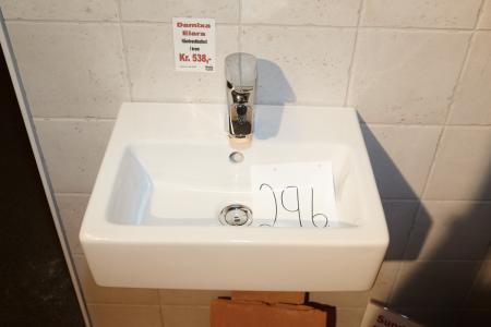 Duravit håndvask, blank hvid, 13 x 45,5 x 35,5 cm + Damixa håndvaskbatteri.