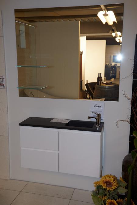 Bathrooms Furniture, Aspen wedge 90 with cabinet incl. Mirror B: 120cm, H: 100 cm and fittings.