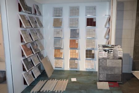 Exhibition Tiles in different sizes and colors. Floor and wall mounts included but must be removed by the purchaser.