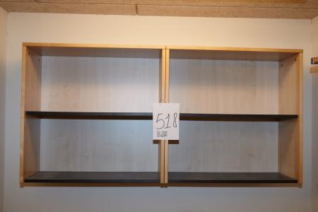 Shelves + ugeinddelt whitboard (must be removed by the buyer). Image of a whiteboard and a wall-mounted shelf is in the upper left corner of the image with the cat. No. 520