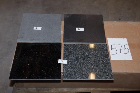 Pallet with various tiles: Absolute Blaxk 30,5x30,5 cm. About 11 sqm. Satin 30,5x30,5x cm. About 3 sqm. + A remnant of about 3 sqm.