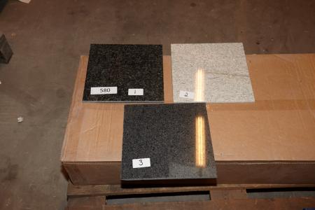 Floor tiles. Mixed granite tiles of which is seen as no. 3 in the picture is approximately 5 sqm, the rest are 0-2 sqm. A total of about 11 sqm.