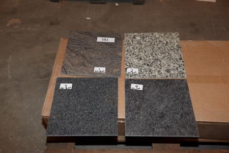 Floor tiles miscellaneous. Granite look about 2 sqm. Granit about 3 sqm, granite about 2 sqm + remaining about 1 sqm.