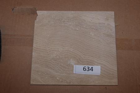 Floor tiles. Travertine filled and sanded 30 cm in width and in random lengths about 4 sqm. + Residues.