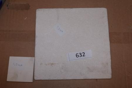 Gulv fliser. Marmor Limestone 30,5x30,5 cm. Ca. 9,3 kvm + 10x10 cm. Ca 1,5 kvm.