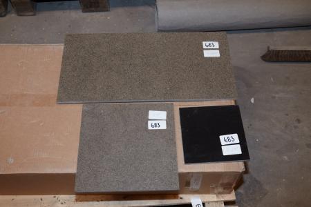 Floor tiles. NF4 4022, str. 20x20 cm. Approximately 21.2 sqm. NF6 2033 str. 30x30 cm. About 5 sqm. NF6 2036, str. 30x60 cm. Approximately 4.32 sqm.