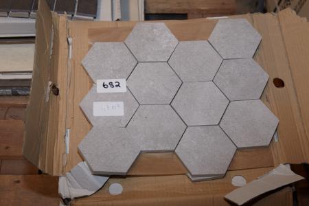 Bodenfliesen. Esagono hexagonal, ca. 1,7 qm. Gregio Mosaic (Rest).