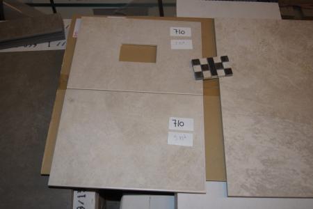 Wall tiles Marbore Bone 23,5x33 cm. About 5 sqm. + KB wait Marbore Bone 23,5x33 cm. About 1 sqm. Marbore Bone 49,5x49,5 cm. Approximately 8.5 sqm. + Small mosaic panels about 9 pieces that fit into the holes on KB vent tiles.