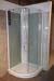 Complete INR Bric 4 shower with clear glass in front and frosted glass in the rear wall. Shower Panel with integrated faucet head and hand shower included. Kar in white, cast marble. LINC- handle in polished aluminum. Provided as standard. Size 910 x 910