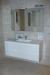 Aspen wedge 120 baths Furniture consisting of: Wedge cabinet 120 with a drawer organizer and a towel drawer, grabbed the list of fronts, white. Kilen sink with mixer, matt white, with matching Hansgrohe basin mixer. Kilen mirror with led light.