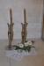 2 Stck. Kerzenständer, jetzt, hier, H 39 cm + 2. Kunstblumen
