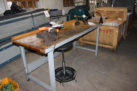 A workbench 2000 x 800 mm with vice and chair