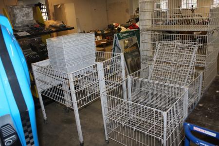 5 pcs wire baskets on wheels (street racks) + about 30 steel wire baskets
