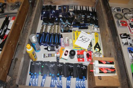 Pallet with various bike tools and consumables