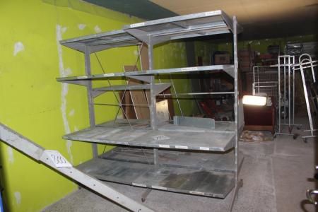 2-Fächer Stahl Bücherregal mit Regalen auf beiden Seiten B: 2 m H 2 m Tiefe auf Regalen 60 cm