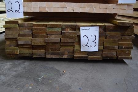 Terassebrædder vendbare 32 x 125 mm trykimprægneret glat høvlet, høvlet mål 28 x 120 mm 245 meter ca 30 m2 