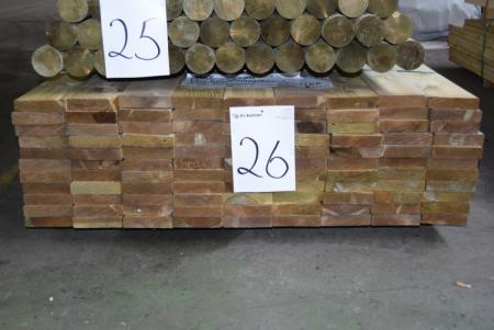 Terassebrædder vendbare 32 x 125 mm trykimprægneret glat høvlet, høvlet mål 28 x 120 mm 237 meter ca 29 m2 