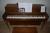 Piano, mrk. Melville Clark, bench, 2 pcs. music stands + rack with content