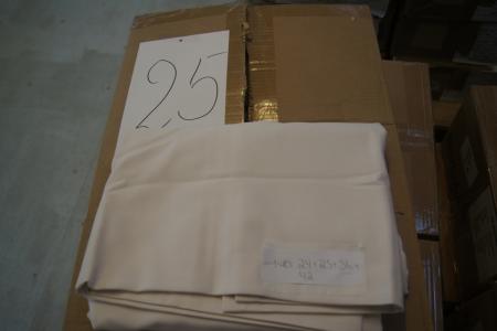 New, vanilla colored tablecloths in size. 160x286 cm. Approximately 60 pieces. Note: Photos may differ on. Color. There may be minor differences in the vanilla colored relative to the other catalog numbers of items of the same color.