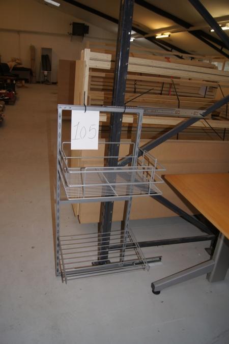 Extention arrangement for such high cabinet or walkin with 1 basket and 1 wire shelf. D: 47 x W: 39 x H: 112 cm.