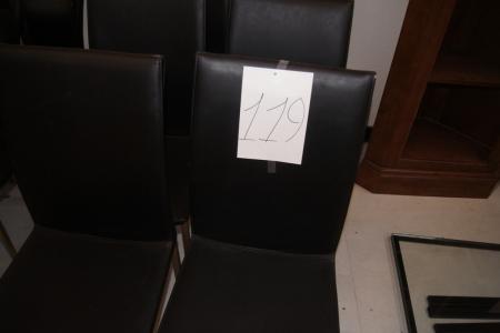 6 pcs chairs with use wear black leather look.