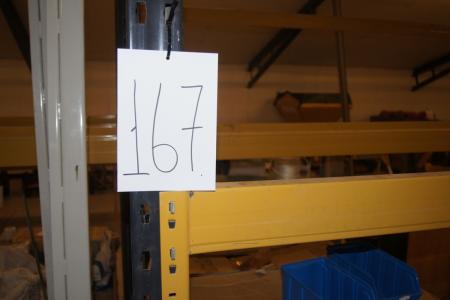 Pallereol fra Hans Schourup type B120, 2775 mm. Max last pr. par 3002 kg. 4 stk gavle samt 12 stk. bjælker (højde=ca. 3,45 meter). (Arkivfoto) Køber skal selv nedtage.