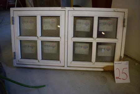 2-teilige Bauernhaus Fenster mit Milchglas, B 116,5 x H 63 cm