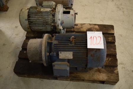 2 pcs electric motors, 1 is 3 phase induction motor that produces 22 KW,