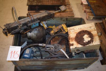 Pallet with various gear motors, waist, air piston pump for tank
