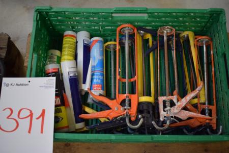 12 pcs. caulking guns + sealant, several types, 6 pcs.