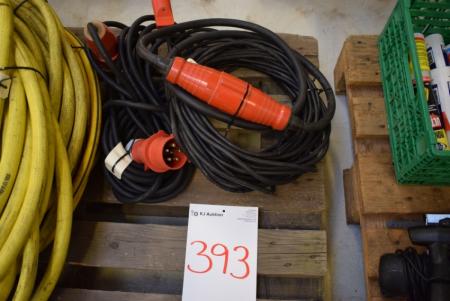 Extension cables. 1 piece. 400V 32A, ca. 10 m + 1. 40V 32A, ca. 2 m + 1. 230V with soil, about 25 m