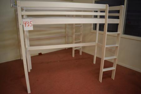 White painted bed frame with staircase. Without mattress, L 203 x W 98 x H 203 cm