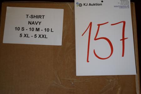 Firmatøj uden tryk ubrugt: 40 stk. rundhalset T-shirt, NAVY, 100% bomuld . 10 S - 10 M - 10 L - 5 XL - 5  XXL