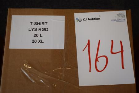 Firmatøj uden tryk ubrugt: 40 stk. rundhalset T-shirt, LYS RØD , 100% bomuld .  20 L - 20 XL